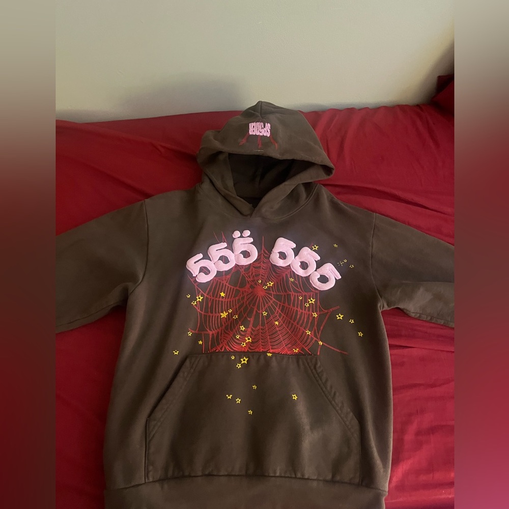 Brown sp5der hoodie